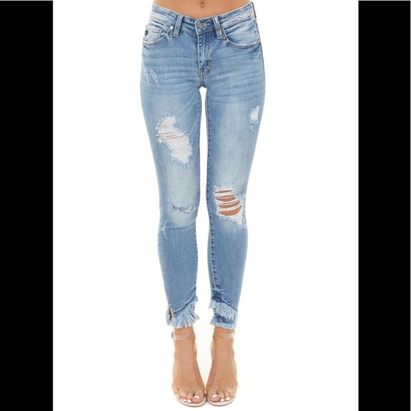 KanCan Denim - KanCan Med. Wash Distressed Mid Rise Skinny Jeans